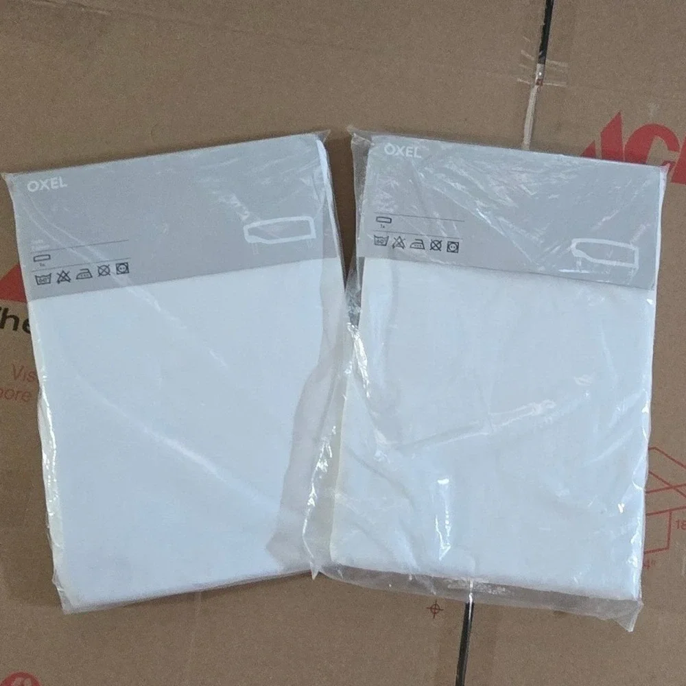 NEW SET 2 IKEA OXEL Twin white cotton bed frame box platform cover see mez